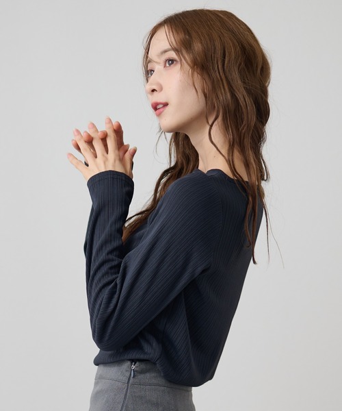 DAYRA(デイラ)の「配色 ハトメ 肩リボン リブ トップス(Tシャツ/カットソー・レディース・チャコールグレー/ブラック/グリーン・FREE/S)」の14枚目の写真