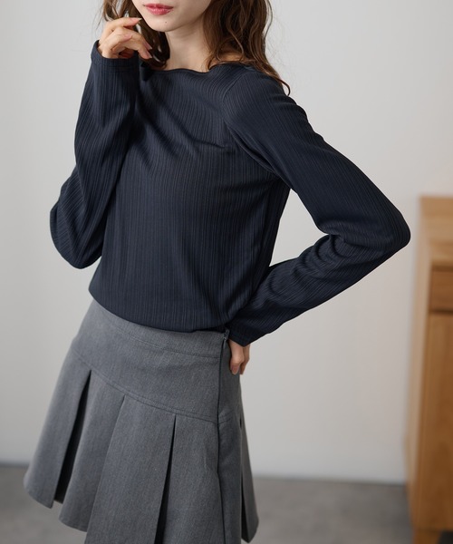 DAYRA(デイラ)の「配色 ハトメ 肩リボン リブ トップス(Tシャツ/カットソー・レディース・チャコールグレー/ブラック/グリーン・FREE/S)」の10枚目の写真