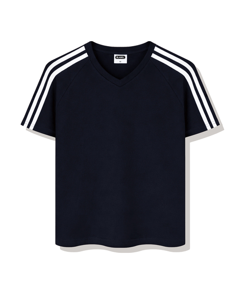 BASIC LABEL（ベーシックラベル）の「Matthew Track V-neck Short-sleeved T-shirt 4 Color [BLSV_1001]（Tシャツ/カットソー・レディース・ブラック/ネイビー/ピンク/アイボリー・SMALL/MEDIUM/LARGE/X-LARGE）」の3枚目の写真