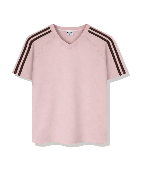 BASIC LABEL（ベーシックラベル）の「Matthew Track V-neck Short-sleeved T-shirt 4 Color [BLSV_1001]（Tシャツ/カットソー・レディース・ブラック/ネイビー/ピンク/アイボリー・SMALL/MEDIUM/LARGE/X-LARGE）」の4枚目の写真