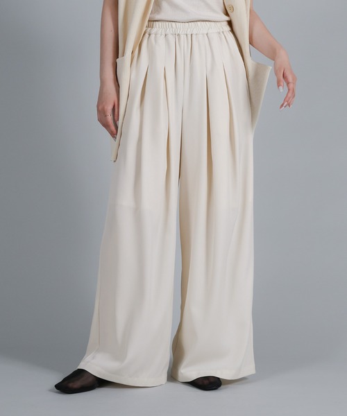 select MOCA Et(セレクトモカエト)の「【Et】Twill Gathered Easy Wide Pants(その他パンツ・レディース・ブラウン/アイボリー・LARGE/MEDIUM)」の2枚目の写真