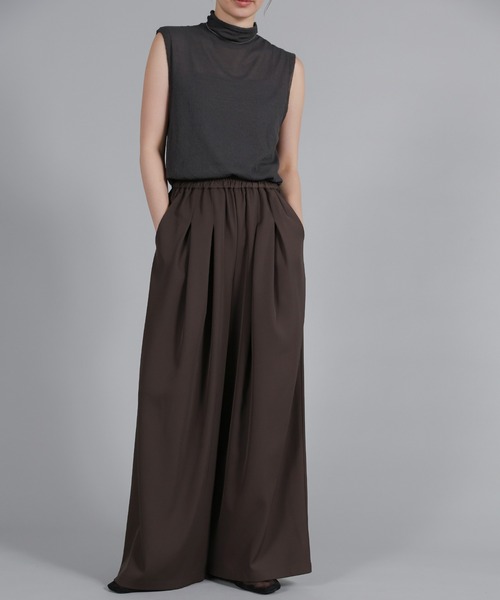 select MOCA Et(セレクトモカエト)の「【Et】Twill Gathered Easy Wide Pants(その他パンツ・レディース・ブラウン/アイボリー・LARGE/MEDIUM)」の1枚目の写真