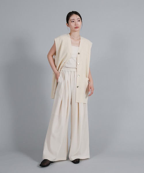 select MOCA Et(セレクトモカエト)の「【Et】Twill Gathered Easy Wide Pants(その他パンツ・レディース・ブラウン/アイボリー・LARGE/MEDIUM)」の4枚目の写真
