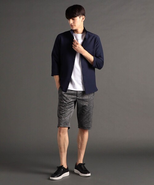 MONSIEUR NICOLE(ムッシュニコル)の「【canal deux Luxe】サッカーストライプ 7分袖シャツ(シャツ/ブラウス・メンズ・オフホワイト/チャコールグレー/ネイビー・X-LARGE/LARGE/MEDIUM/XX-LARGE)」の5枚目の写真