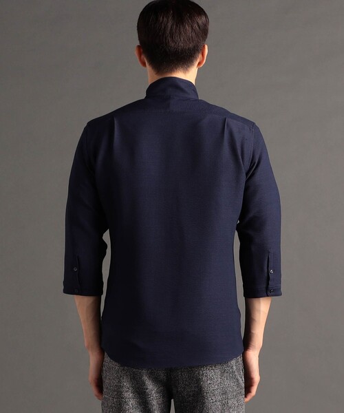 MONSIEUR NICOLE(ムッシュニコル)の「【canal deux Luxe】サッカーストライプ 7分袖シャツ(シャツ/ブラウス・メンズ・オフホワイト/チャコールグレー/ネイビー・X-LARGE/LARGE/MEDIUM/XX-LARGE)」の7枚目の写真