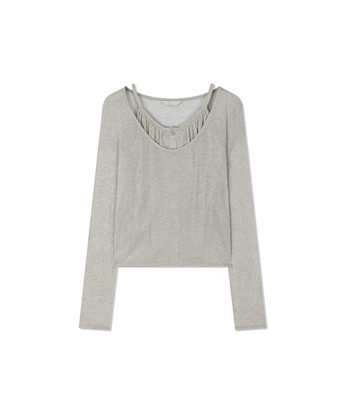 Yuje(ユジェ)の「BUTTON CAMI & TOP (Grey)(Tシャツ/カットソー・レディース・その他・FREE)」の1枚目の写真