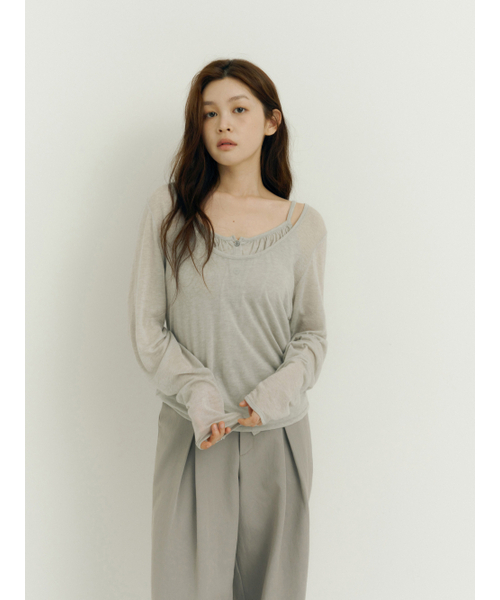 Yuje(ユジェ)の「BUTTON CAMI & TOP (Grey)(Tシャツ/カットソー・レディース・その他・FREE)」の5枚目の写真