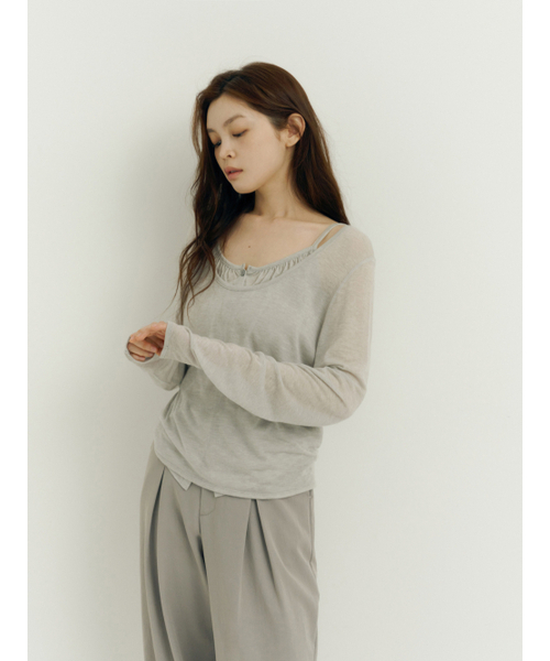Yuje(ユジェ)の「BUTTON CAMI & TOP (Grey)(Tシャツ/カットソー・レディース・その他・FREE)」の7枚目の写真