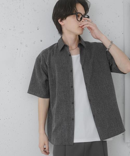 SENSE OF PLACE by URBAN RESEARCH（センスオブプレイスバイアーバンリサーチ）の「メランジレギュラーカラーショートスリーブシャツ（シャツ/ブラウス・メンズ・ブラック/ブルー/グレー・LARGE/MEDIUM）」の2枚目の写真