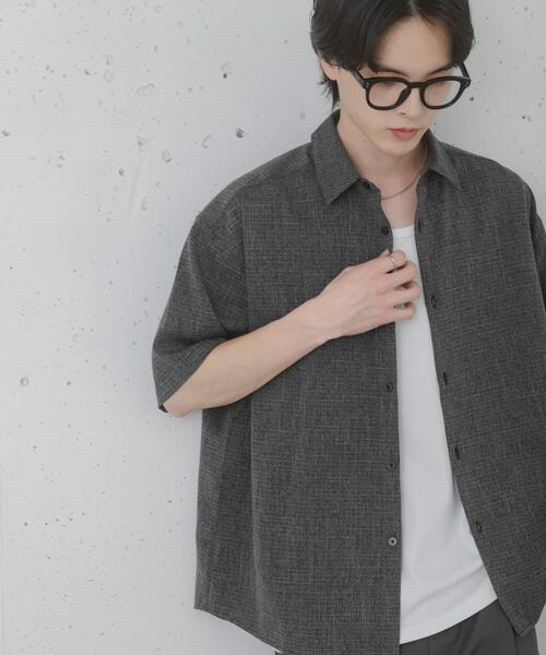 SENSE OF PLACE by URBAN RESEARCH（センスオブプレイスバイアーバンリサーチ）の「メランジレギュラーカラーショートスリーブシャツ（シャツ/ブラウス・メンズ・ブラック/ブルー/グレー・LARGE/MEDIUM）」の4枚目の写真