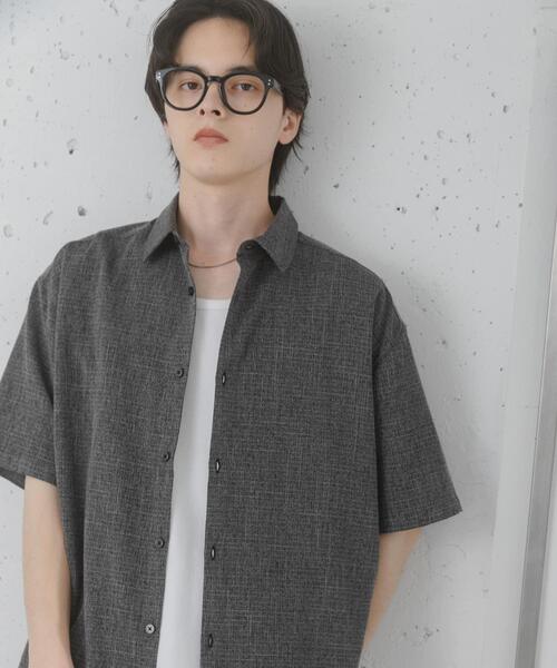 SENSE OF PLACE by URBAN RESEARCH（センスオブプレイスバイアーバンリサーチ）の「メランジレギュラーカラーショートスリーブシャツ（シャツ/ブラウス・メンズ・ブラック/ブルー/グレー・LARGE/MEDIUM）」の5枚目の写真