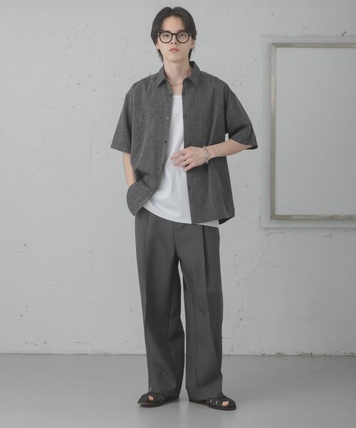 SENSE OF PLACE by URBAN RESEARCH（センスオブプレイスバイアーバンリサーチ）の「メランジレギュラーカラーショートスリーブシャツ（シャツ/ブラウス・メンズ・ブラック/ブルー/グレー・LARGE/MEDIUM）」の9枚目の写真