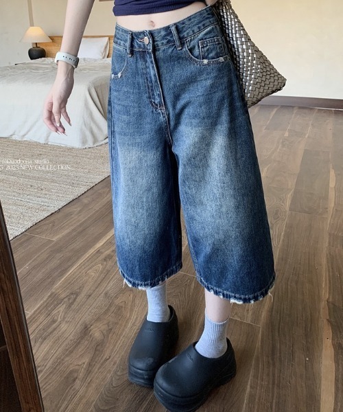 yuue' ( wear )(ユーイ)の「ウォッシュダメージ加工バミューダデニムパンツ(デニムパンツ・レディース・ブルー系その他・S/M/L)」の16枚目の写真