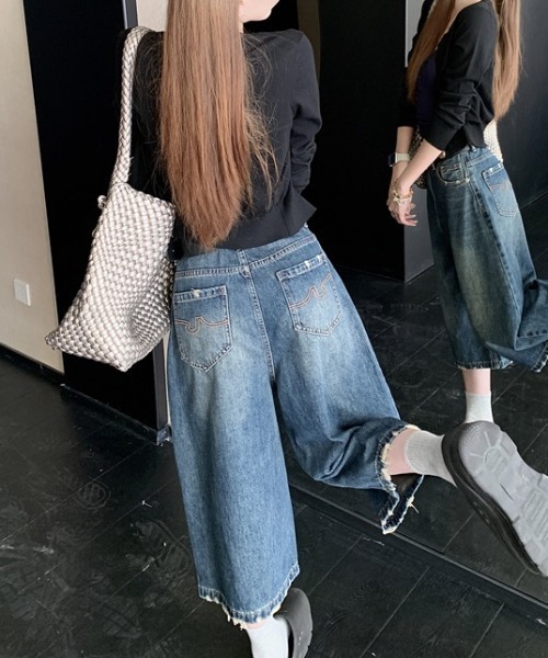 yuue' ( wear )(ユーイ)の「ウォッシュダメージ加工バミューダデニムパンツ(デニムパンツ・レディース・ブルー系その他・S/M/L)」の5枚目の写真