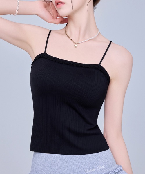 Lace Ladies(レースレディース)の「ソリッドカラー フリル ストラップ カップ付き キャミソール(キャミソール・レディース・アイボリー/モカ/ブラック・FREE)」の11枚目の写真