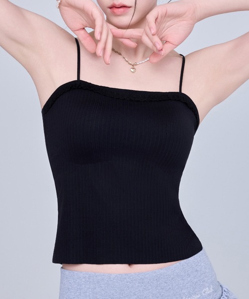 Lace Ladies(レースレディース)の「ソリッドカラー フリル ストラップ カップ付き キャミソール(キャミソール・レディース・アイボリー/モカ/ブラック・FREE)」の10枚目の写真