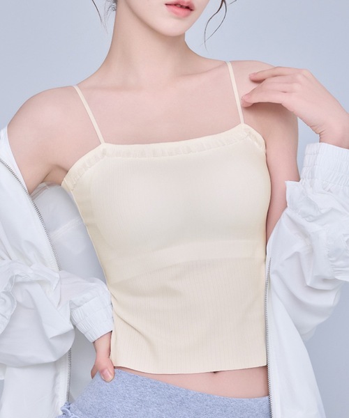 Lace Ladies(レースレディース)の「ソリッドカラー フリル ストラップ カップ付き キャミソール(キャミソール・レディース・アイボリー/モカ/ブラック・FREE)」の12枚目の写真
