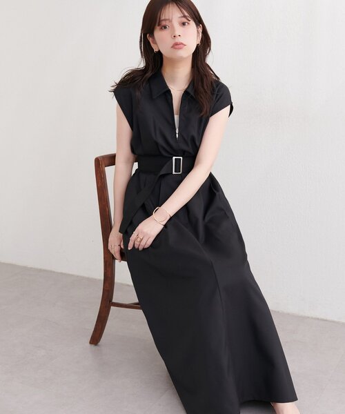 フロントZIP衿付きワンピース（ワンピース）｜natural couture