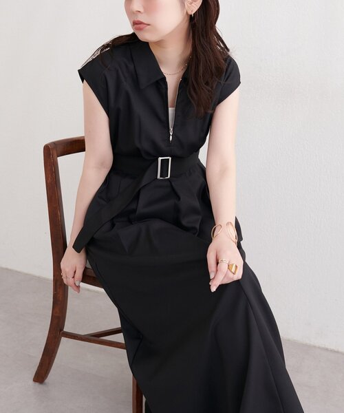 natural couture(ナチュラルクチュール)の「フロントZIP衿付きワンピース(ワンピース・レディース・ブラック/ブルー/ブラウン/オレンジ/ライトベージュ・MEDIUM/LARGE)」の6枚目の写真