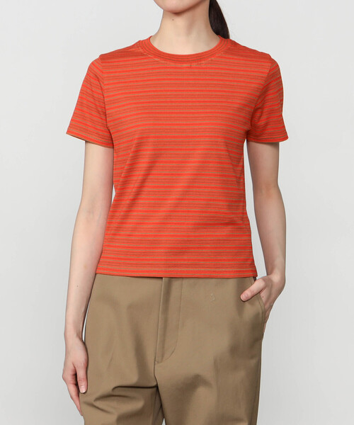 Yonetomi(ヨネトミ)の「Yonetomi | 〈別注〉クルーネックボーダーTシャツ WOMEN(Tシャツ/カットソー・レディース・パープル系その他/ブルー系その他2/オレンジ系その他/イエロー系その他/ブルー系その他・M)」の5枚目の写真