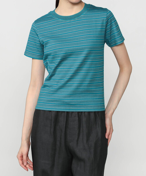 Yonetomi(ヨネトミ)の「Yonetomi | 〈別注〉クルーネックボーダーTシャツ WOMEN(Tシャツ/カットソー・レディース・パープル系その他/ブルー系その他2/オレンジ系その他/イエロー系その他/ブルー系その他・M)」の3枚目の写真
