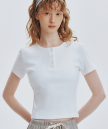 THE DREAMER（ザ・ドリーマー）の「ヒーリングコットンヘンリーネックショートスリーブTシャツホワイト（Tシャツ/カットソー）」