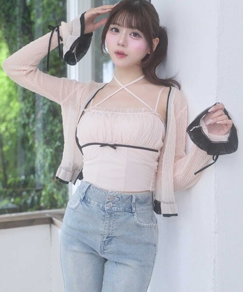 OLIVE des OLIVE(オリーブデオリーブ)の「【Belle Charme】Tulle Ribbon Camisole(キャミソール・レディース・ピンク/オフホワイト/ブラック・FREE)」の1枚目の写真