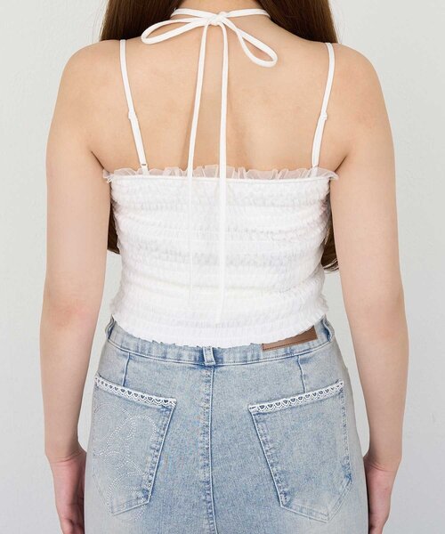 OLIVE des OLIVE(オリーブデオリーブ)の「【Belle Charme】Tulle Ribbon Camisole(キャミソール・レディース・ピンク/オフホワイト/ブラック・FREE)」の6枚目の写真