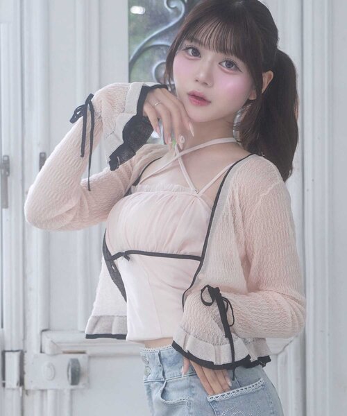 OLIVE des OLIVE(オリーブデオリーブ)の「【Belle Charme】Tulle Ribbon Camisole(キャミソール・レディース・ピンク/オフホワイト/ブラック・FREE)」の17枚目の写真