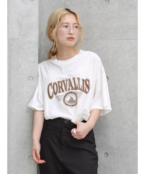 Ungrid（アングリッド）の「オーバーサイズロゴTee（Tシャツ/カットソー・レディース・チャコールグレー/ブルー/オフホワイト・FREE）」の15枚目の写真