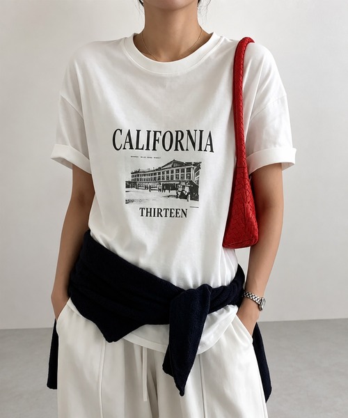 aimoha(アイモハ)の「ヴィンテージ風ロゴTシャツ(Tシャツ/カットソー・レディース・ネイビー/ホワイト・FREE)」の2枚目の写真