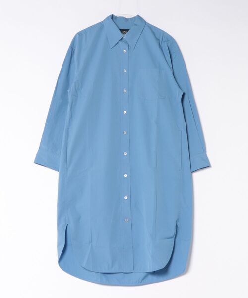 A.P.C.(アーペーセー)の「ROBE CHEMISE COURTE(ワンピース・レディース・ブルー/ブラウン・36/34)」の2枚目の写真