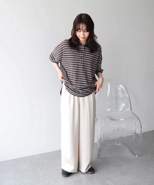earth music&ecology(アースミュージックアンドエコロジー)の「ラガーポロシャツ(Tシャツ/カットソー・レディース・ブラウン/ボルドー・FREE)」の6枚目の写真