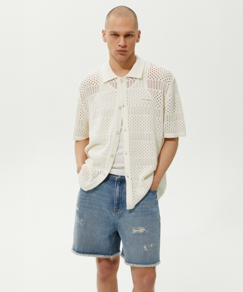 PLAC(プラック)の「スカシシャツカーディガンアイボリー(シャツ/ブラウス・メンズ・その他・LARGE/MEDIUM)」の1枚目の写真