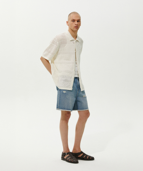 PLAC(プラック)の「スカシシャツカーディガンアイボリー(シャツ/ブラウス・メンズ・その他・LARGE/MEDIUM)」の2枚目の写真
