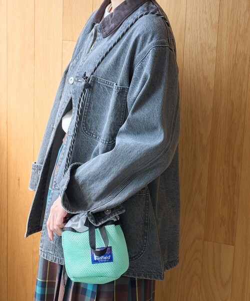 coen(コーエン)の「【PenField(ペンフィールド)別注】 ドロストメッシュミニショルダーバッグ(ショルダーバッグ・レディース・ライム/モカ/ブラック・FREE)」の13枚目の写真