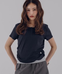 MUHET（ミュエータ）の「eyelet henry neck gather top & halter neck top set / アイレットヘンリーTシャツセット（Tシャツ/カットソー）」