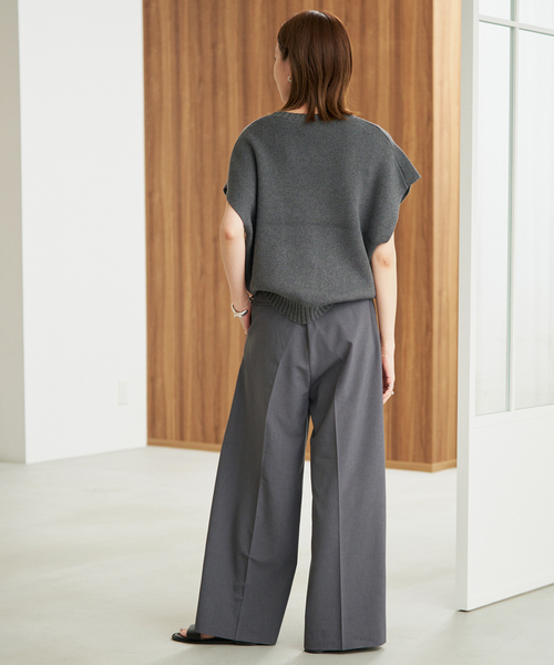 SLOBE IENA（スローブイエナ）の「《WEB限定/接触冷感/UVカット/吸水速乾/4サイズ展開/追加》ワイドスラックス（スラックス・レディース・グレー/ベージュ・36/40）」の6枚目の写真