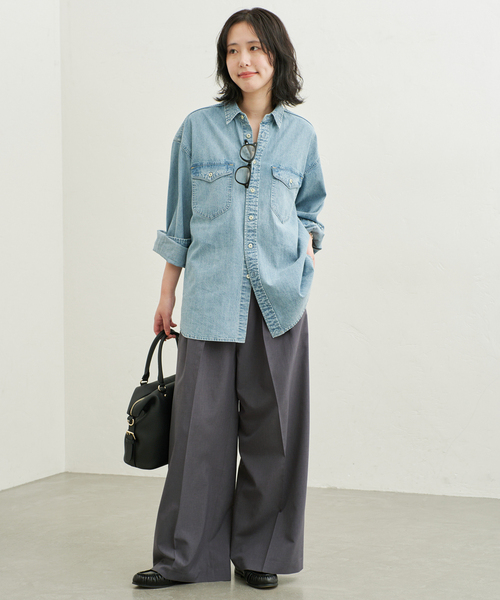 SLOBE IENA(スローブイエナ)の「《WEB限定/接触冷感/UVカット/吸水速乾/4サイズ展開/追加》ワイドスラックス(スラックス・レディース・グレー/ベージュ・36/40/34/38)」の22枚目の写真