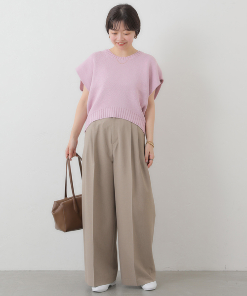 SLOBE IENA(スローブイエナ)の「《WEB限定/接触冷感/UVカット/吸水速乾/4サイズ展開/追加》ワイドスラックス(スラックス・レディース・グレー/ベージュ・36/40/34/38)」の4枚目の写真