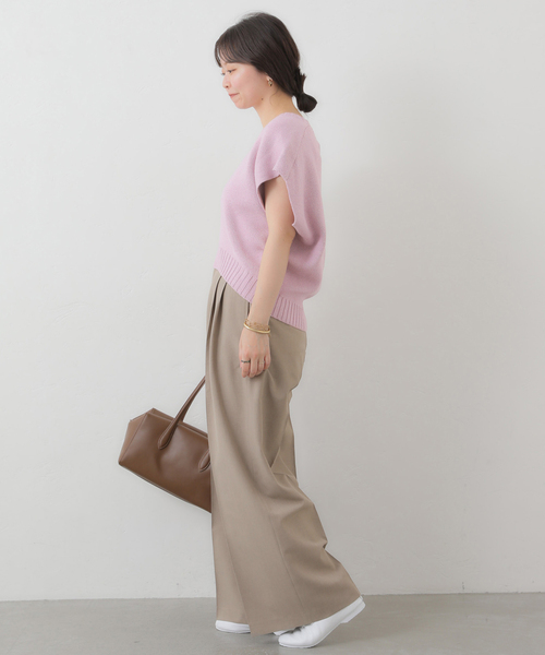 SLOBE IENA(スローブイエナ)の「《WEB限定/接触冷感/UVカット/吸水速乾/4サイズ展開/追加》ワイドスラックス(スラックス・レディース・グレー/ベージュ・36/40/34/38)」の5枚目の写真
