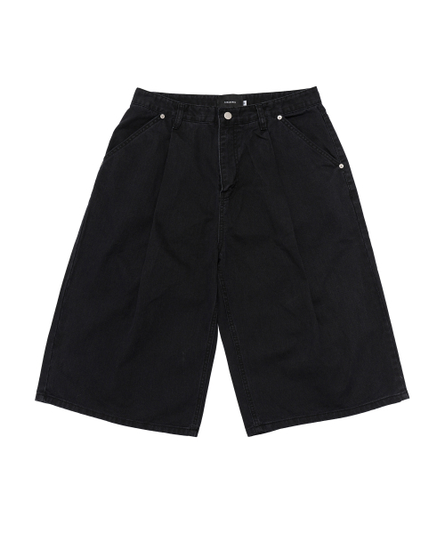 CARGOBROS(カーゴブロス)の「コットンワイドカーブハーフデニムパンツ(ブラック)(その他パンツ・メンズ・その他・SMALL/MEDIUM/LARGE)」の1枚目の写真