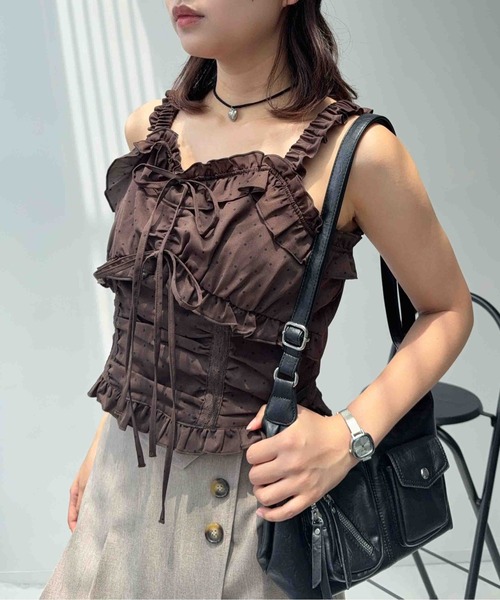 AS KNOW AS plus（アズノゥアズプラス）の「☆クロップド丈 アソートリボンビスチェ（シャツ/ブラウス・レディース・アイボリー系/ブラック系/ブラウン系/イエロー系・FREE）」の11枚目の写真