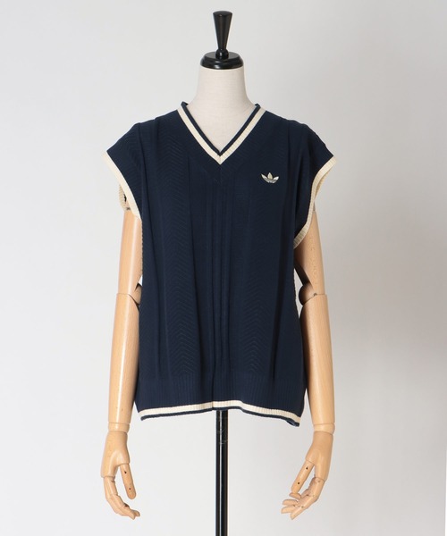 adidas Originals(アディダスオリジナルス)の「【adidas Originals/アディダスオリジナルス】CABLE KNIT VEST(ケーブルニットベスト KR7062 KT1861)(ベスト・レディース・アイボリー/ネイビー・38)」の2枚目の写真