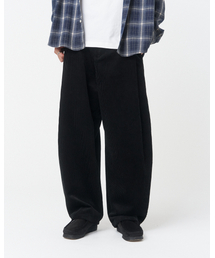 Corduroy curved pants BLACK