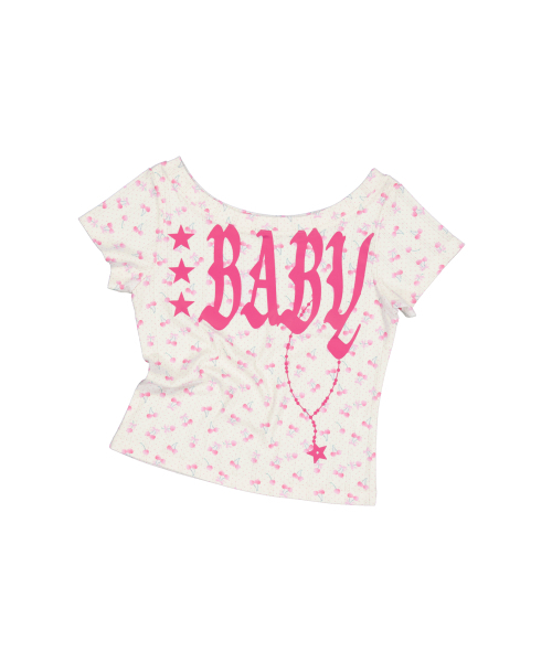 SETUP-EXE（セットアップイーエックスイー）の「BABY WIDE NECK TOP / CHERRY CREAM（Tシャツ/カットソー・レディース・その他・OS）」の8枚目の写真