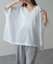 【refinedworks】エアリー な 抜け感 Vネック ポンチョ シアー チュニック