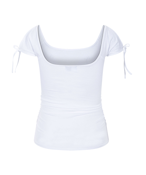 PLEASENOFOLLOW(プリーズノーフォロー)の「Vane Shirring Short Sleeve Top (White)(Tシャツ/カットソー・レディース・その他・FREE)」の2枚目の写真