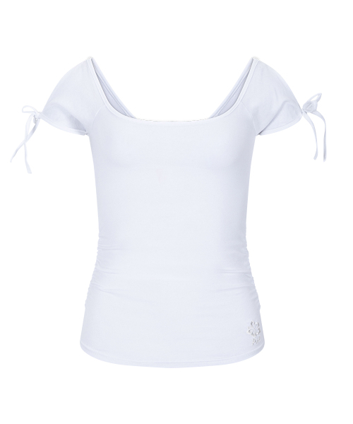 PLEASENOFOLLOW(プリーズノーフォロー)の「Vane Shirring Short Sleeve Top (White)(Tシャツ/カットソー・レディース・その他・FREE)」の3枚目の写真