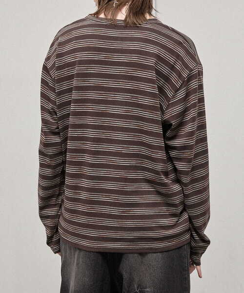 Alfred Alex(アルフレッドアレックス)の「【Alfred Alex】Slub Border Henley Tee / スラブボーダー ヘンリーネックロンT(Tシャツ/カットソー・メンズ・ブラック系/ライトグレー/ブラック/ダークブラウン/ネイビー系/ワインレッド・M/L)」の18枚目の写真